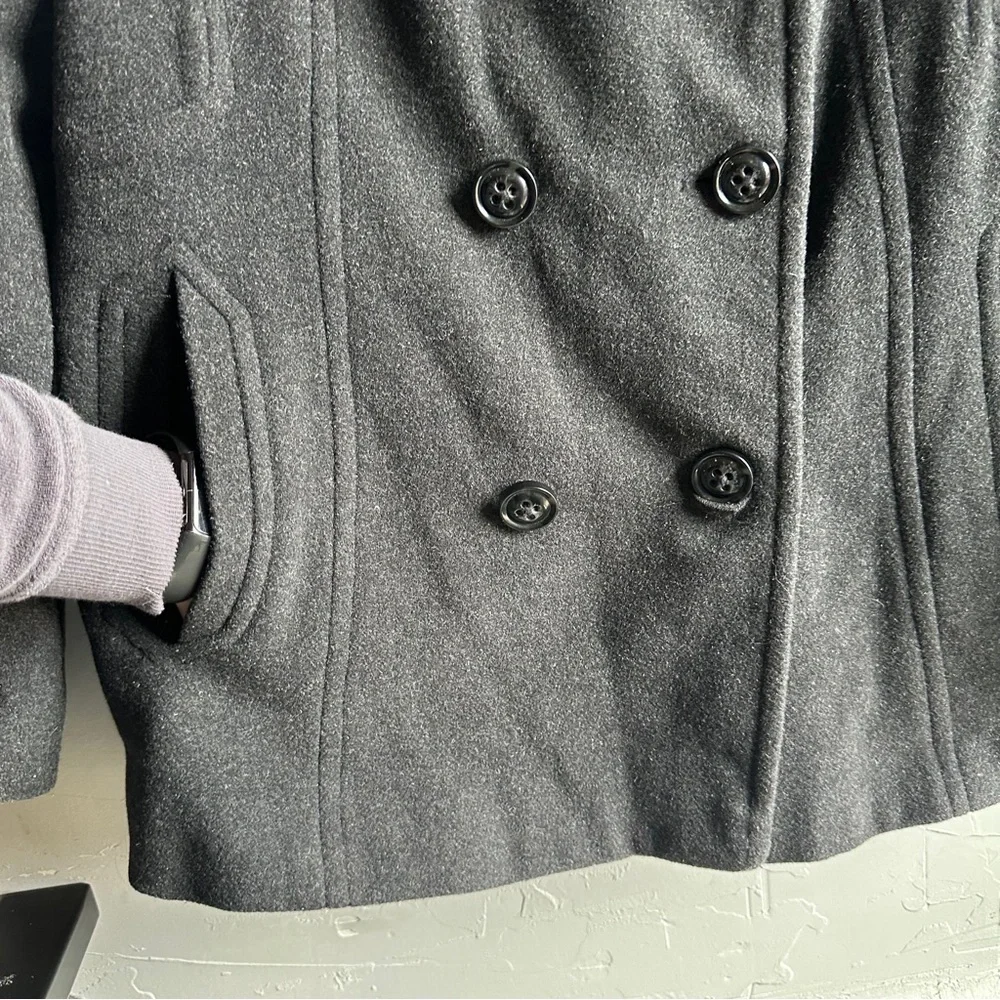 Charcoal Wool Blend Peacoat Dark Academia Classic Timeless Coat L Croft & Barrow